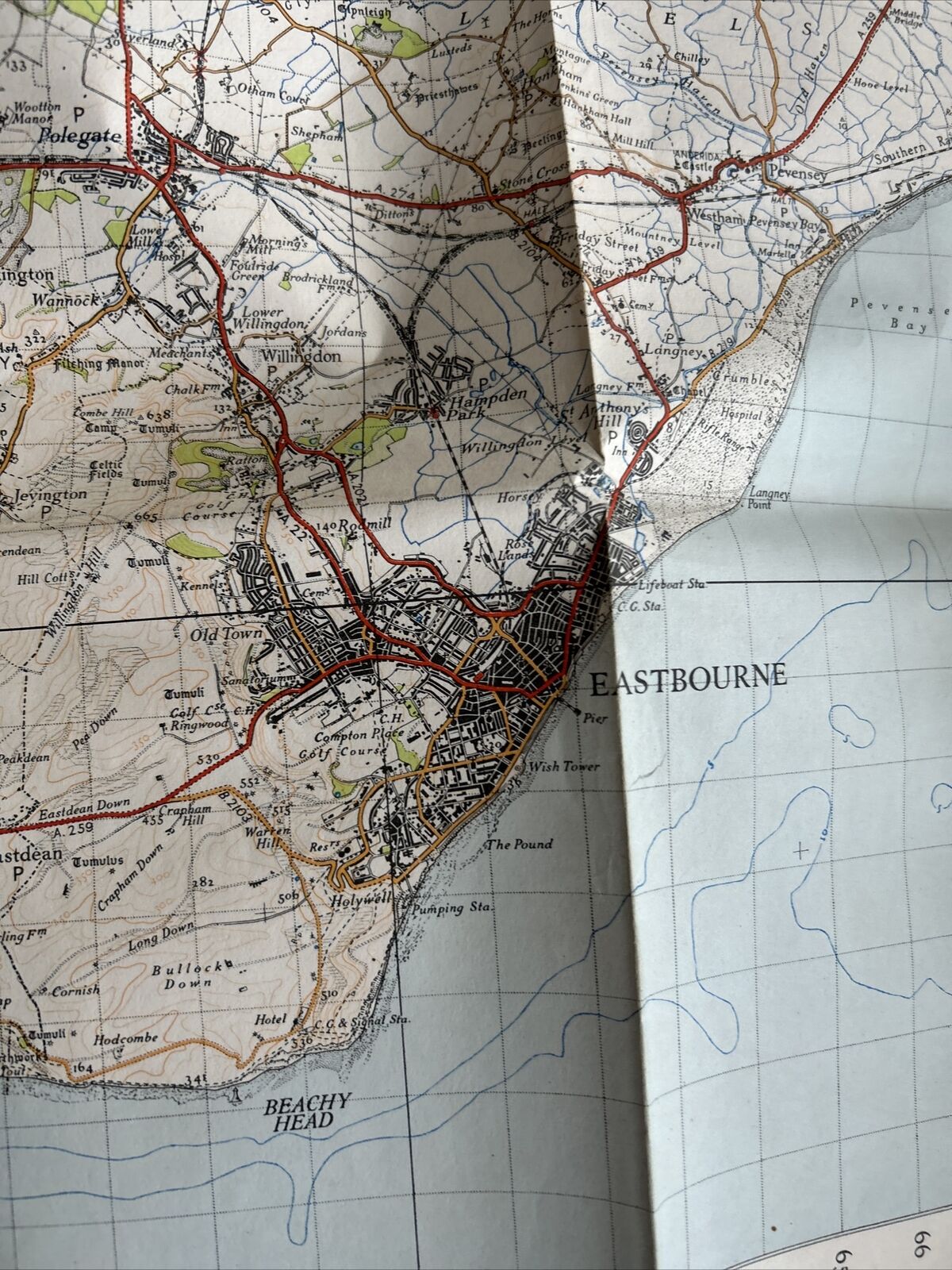 EASTBOURNE Ordnance Survey Paper Sixth Series 1940 Sheet 183 One Inch Uckfield