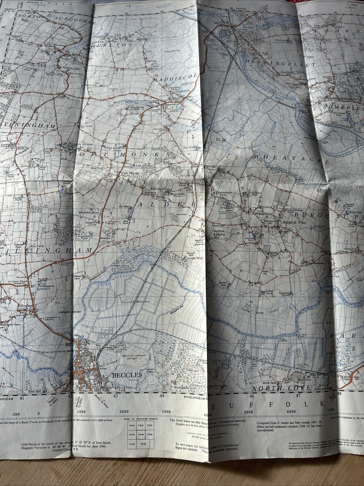 BECCLES North Ordnance Survey First Series Sheet TM49 1:25,000 1956 Wheatacre