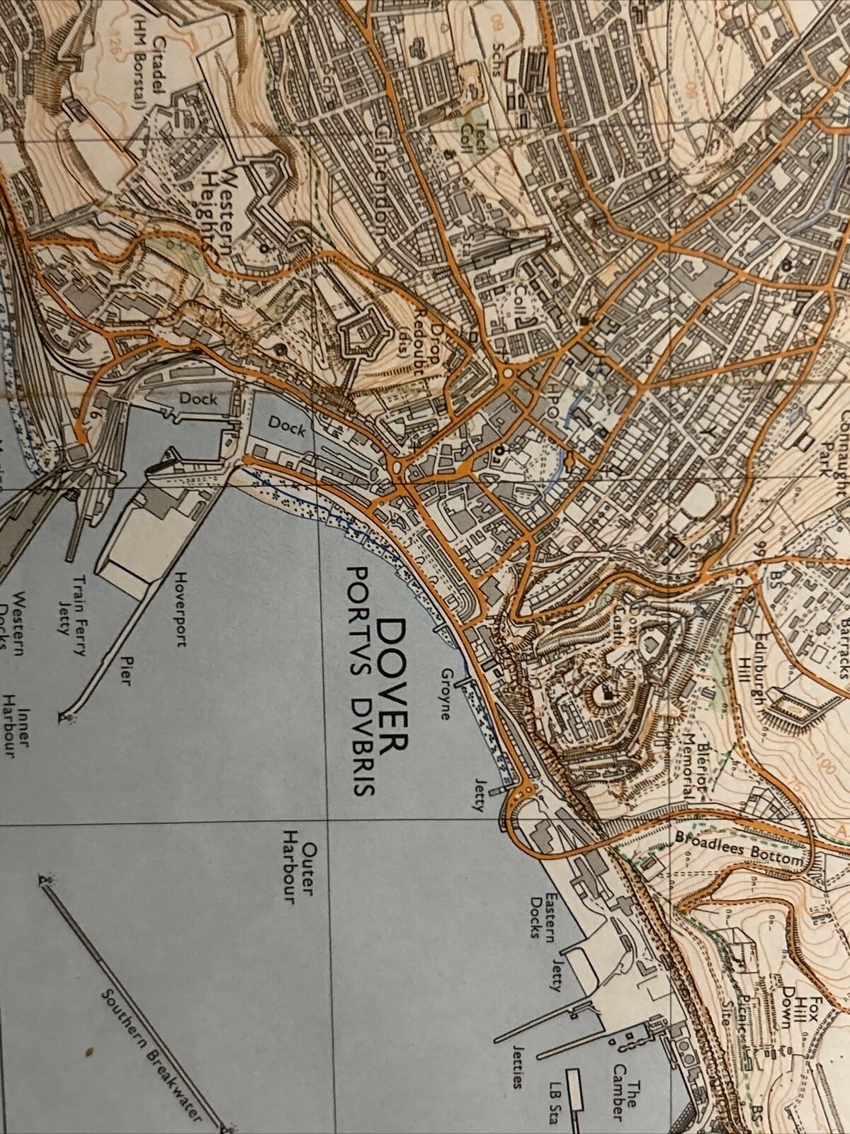 DOVER Ordnance Survey Second Series 1:25,000 Map TR24/34 1979 Hawkinge