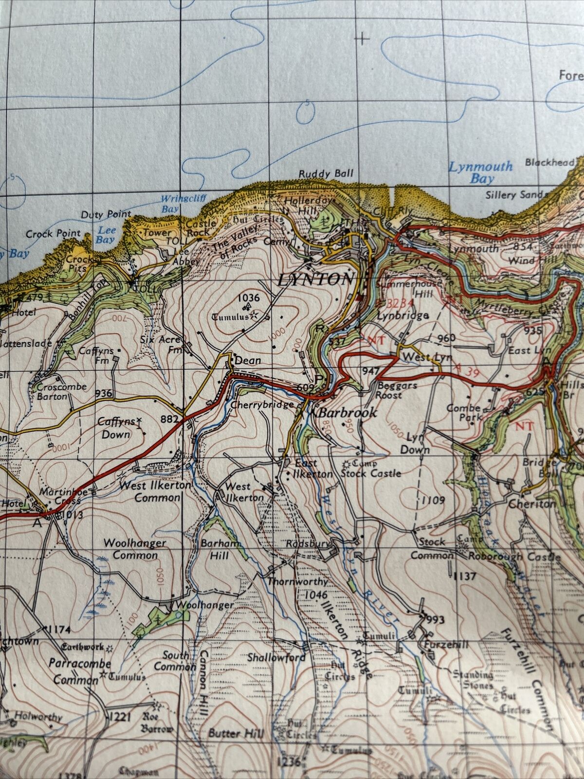 BARNSTAPLE Ordnance Survey Seventh Series Cloth One inch 1967 Sheet 163 Brayford