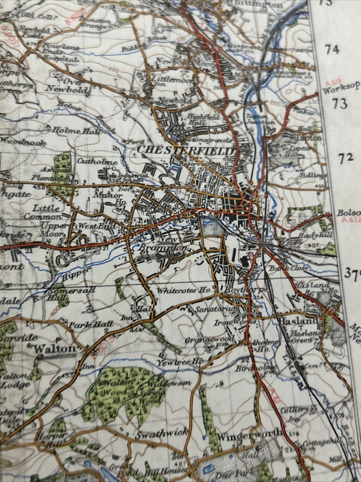 BUXTON & MATLOCK Ordnance Survey Cloth Sixth Series One inch 1947 Sheet 111