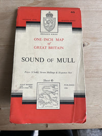 SOUND OF MULL Ordnance Survey Seventh Series CLOTH One inch 1956/62 Sheet 45