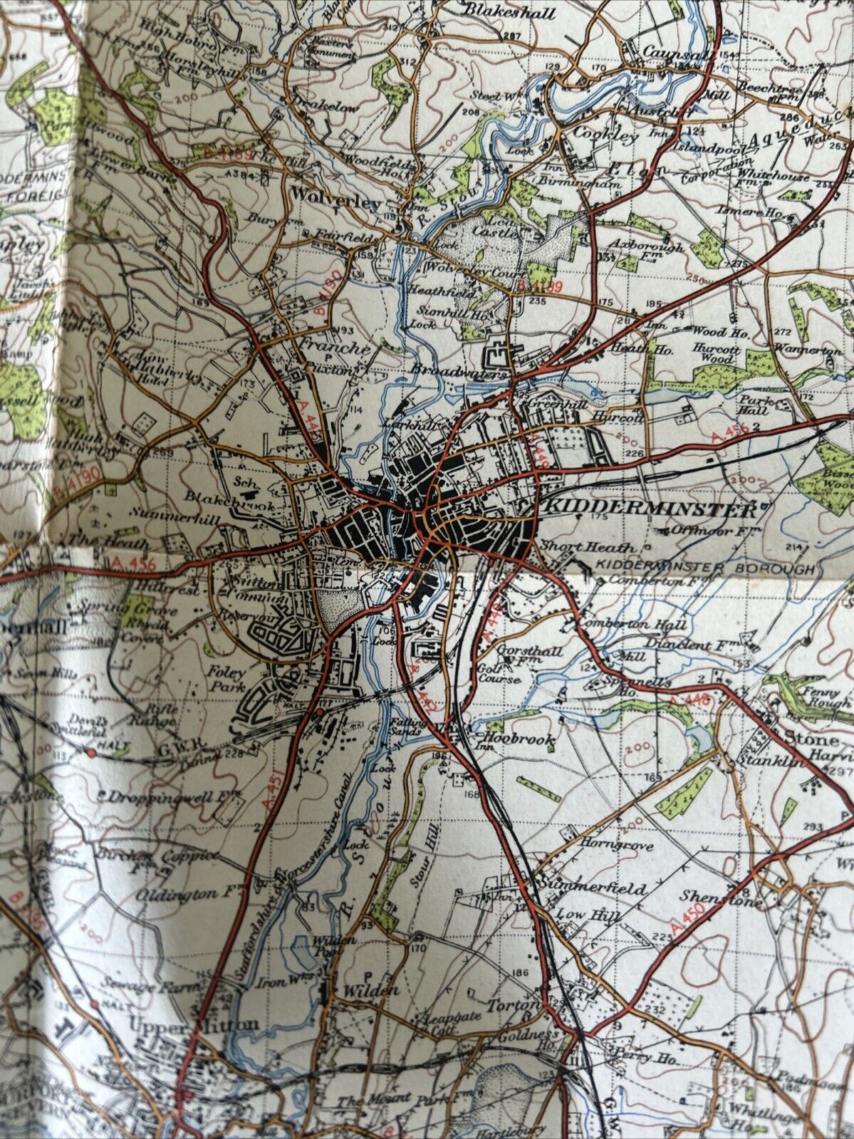 KIDDERMINSTER Ordnance Survey One In Map 1947 Sixth Edition Sheet 130 Droitwich