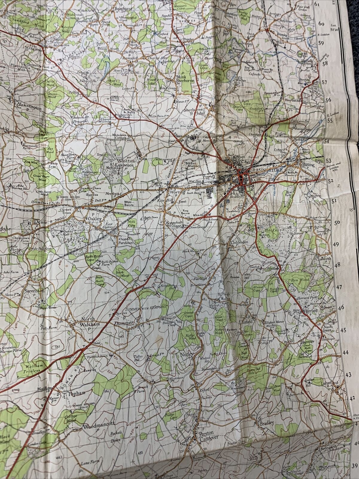 WINCHESTER Ordnance Survey Cloth Map 1945 Sixth Series No 168