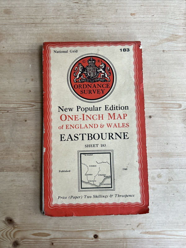 EASTBOURNE Ordnance Survey Paper Sixth Series 1940 Sheet 183 One Inch Uckfield