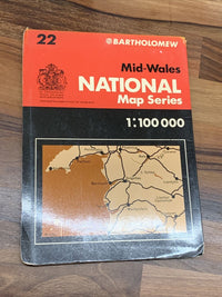 MID WALES - Bartholomew National Map Series No 22 1975 Machynlleth Carno Bala