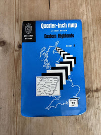 EASTERN HIGHLANDS 1967 CLOTH Ordnance Survey Quarter Inch Map Sheet 5 Grampians