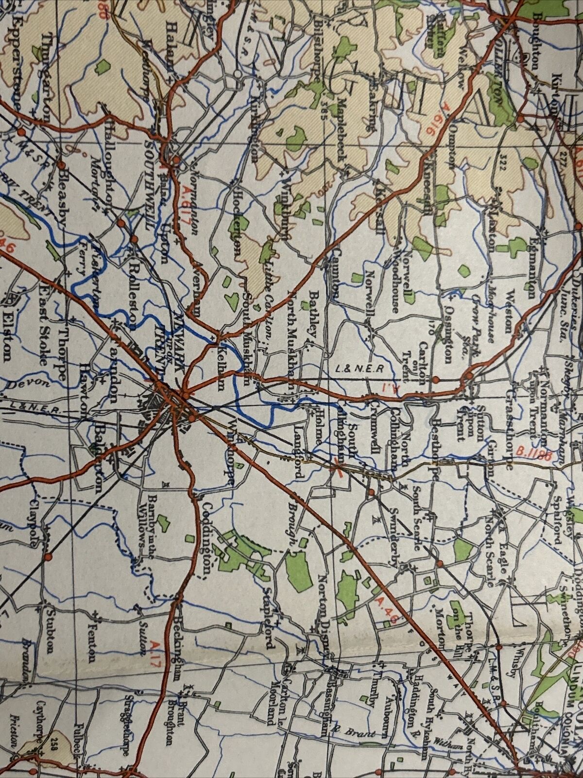 NORTH MIDLANDS & LINCS Ordnance Survey Paper Sht. 6 Quarter Inch Map 4th Ed 1946