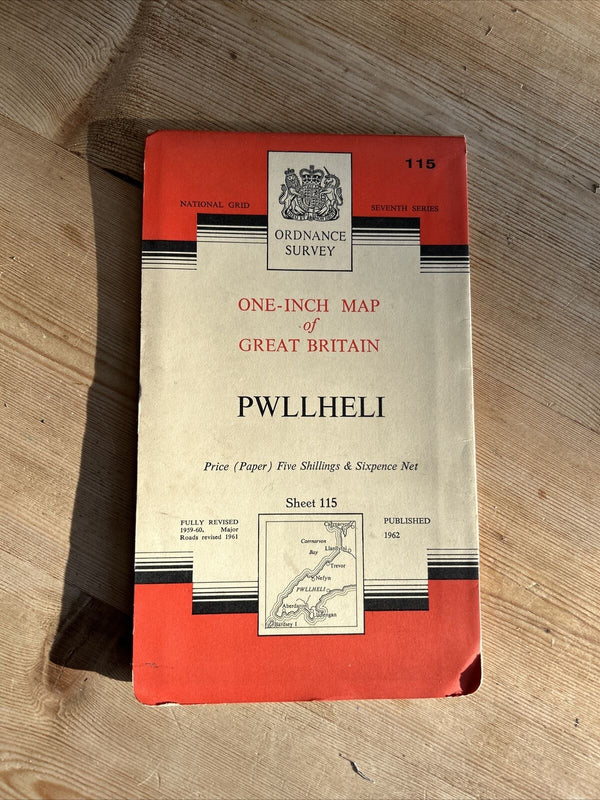 PWLLHELI Ordnance Survey Seventh Series Paper One Inch Map Sheet 115 1962 Nefyn