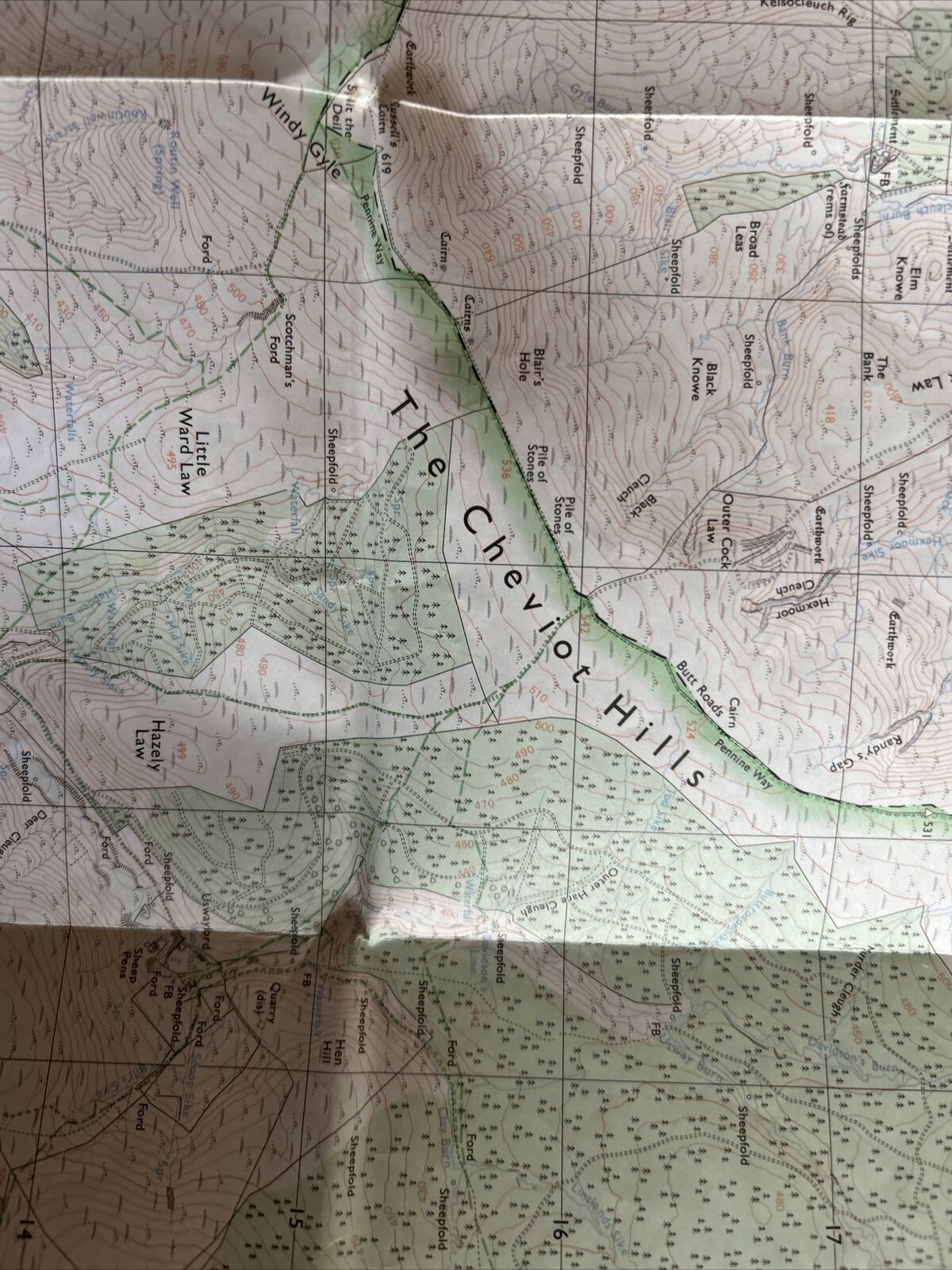 The CHEVIOT HILLS CENTRAL Pathfinder Ordnance Survey NT81/91 1:25000 1986