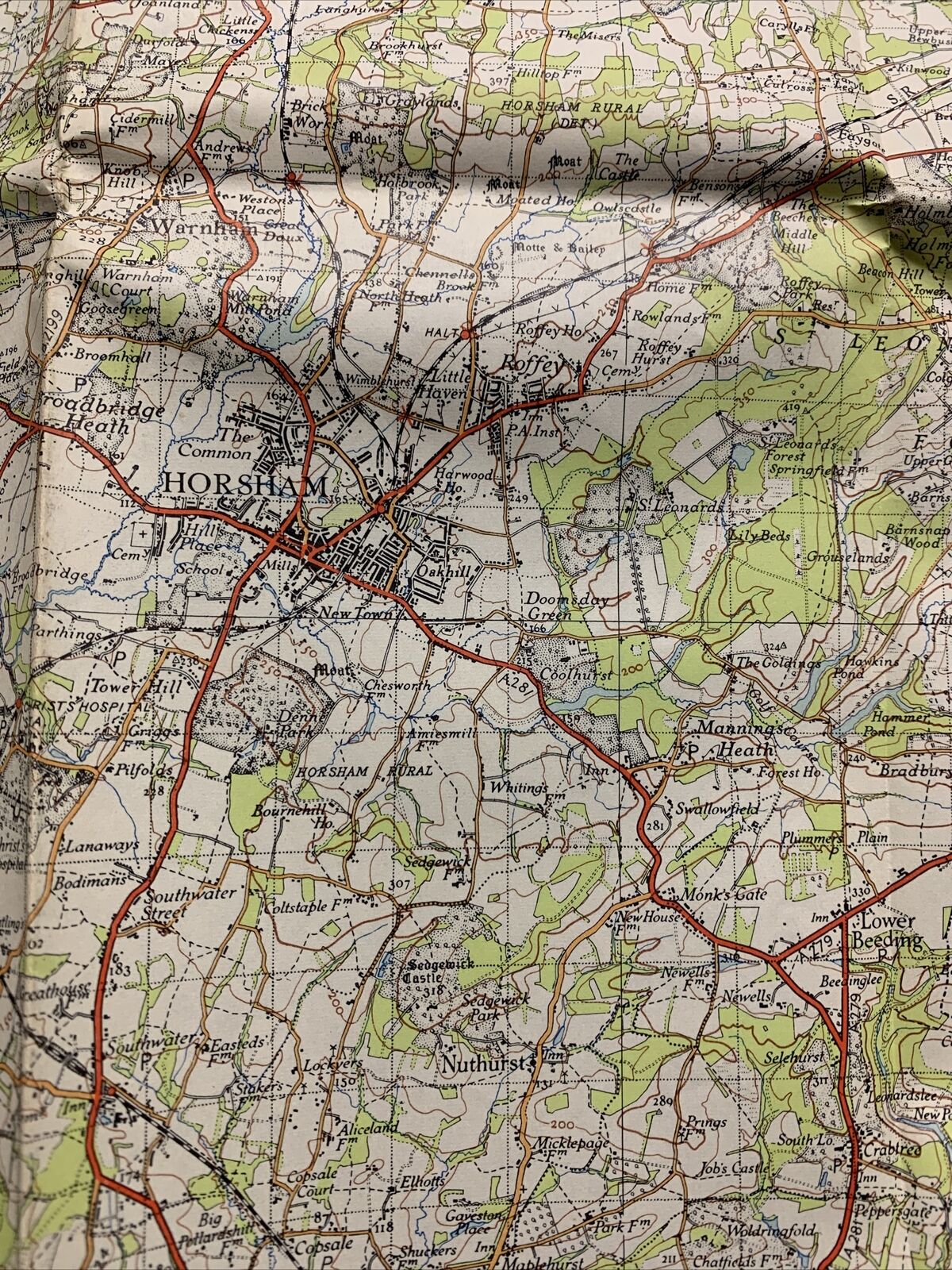 BRIGHTON & WORTHING Ordnance Survey Paper Map 1940 Sixth Series Sheet 182