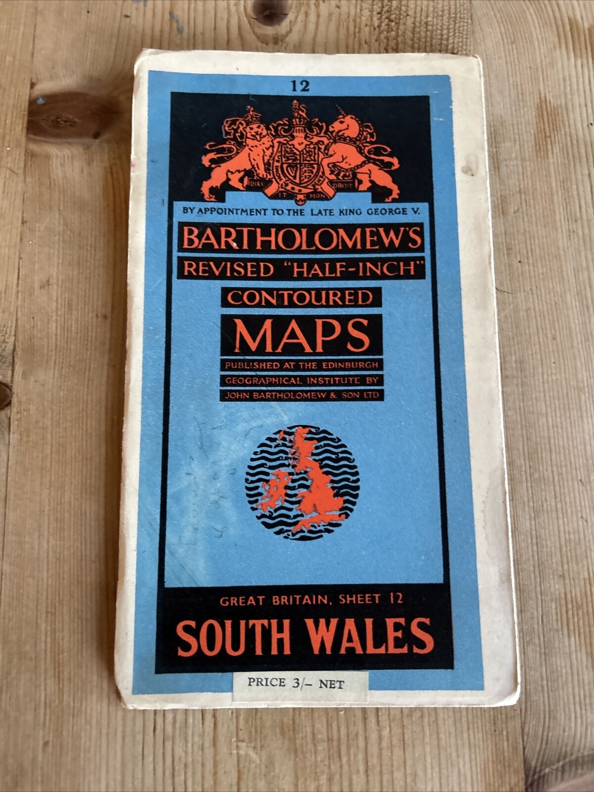 SOUTH WALES Bartholomew Revised Half Inch map No 12 Paper 1950 Swansea Cardiff