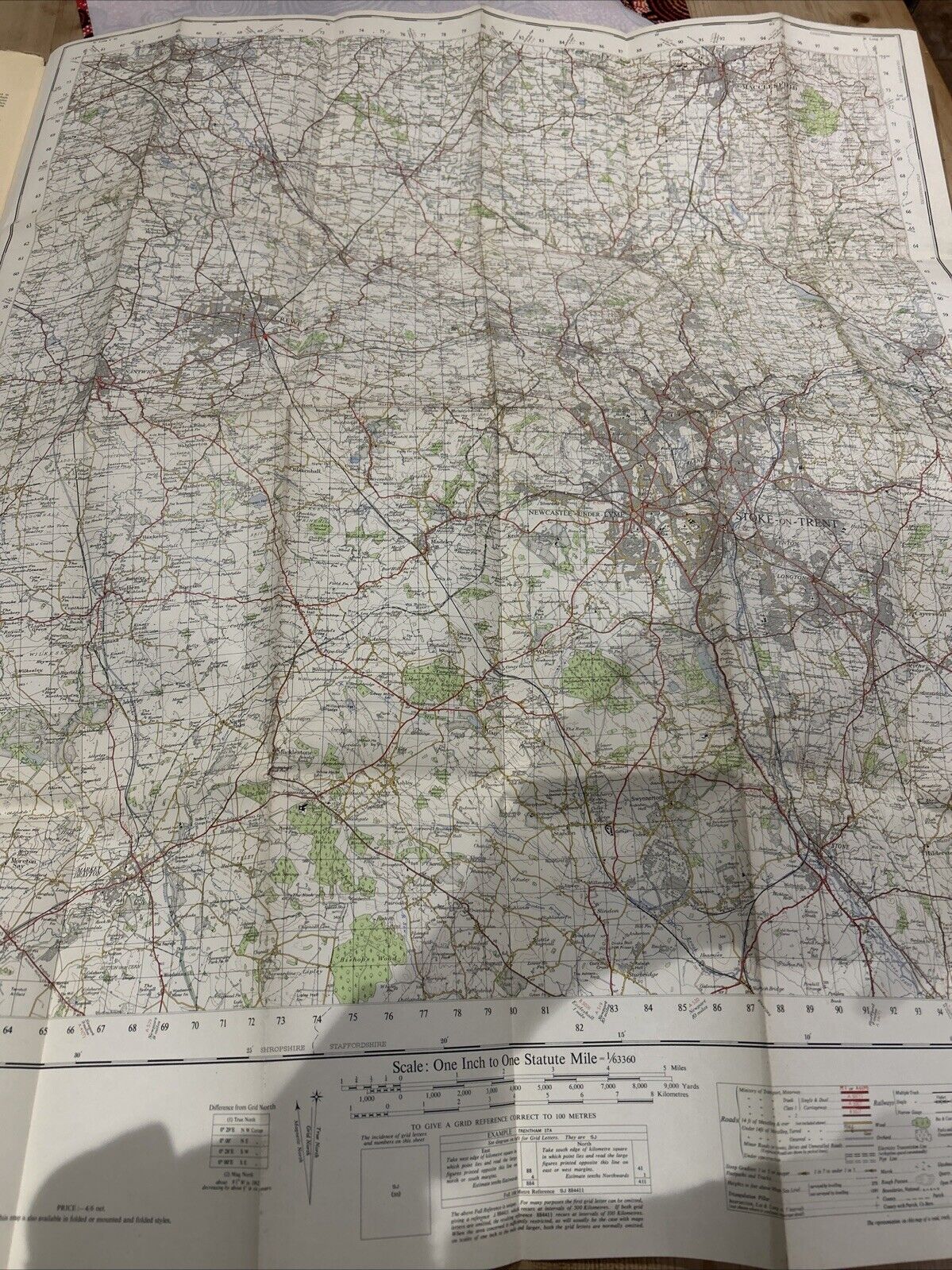 STOKE ON TRENT Ordnance Survey Seventh Series Paper One inch 1962 Sheet 110