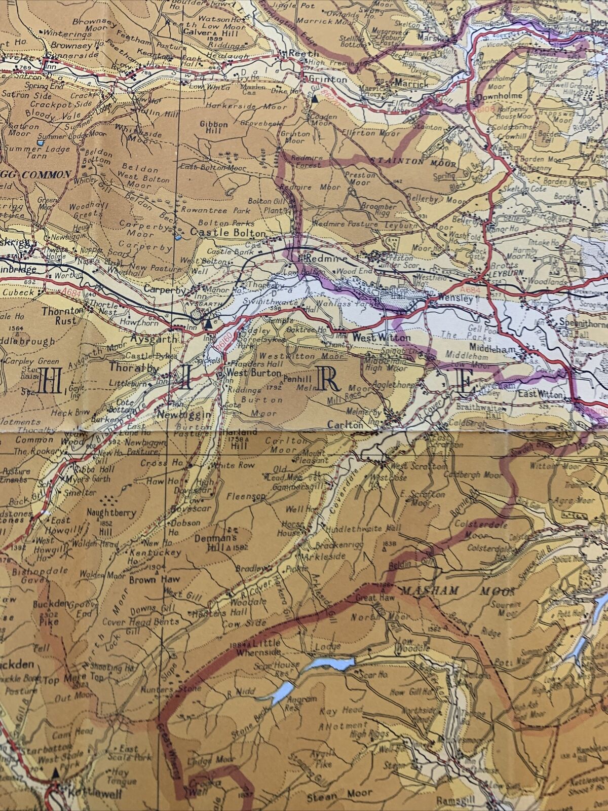 Johnstons New 2 Miles To 1 Inch Map - Yorkshire Dales Circa 1954 Barnard Castle