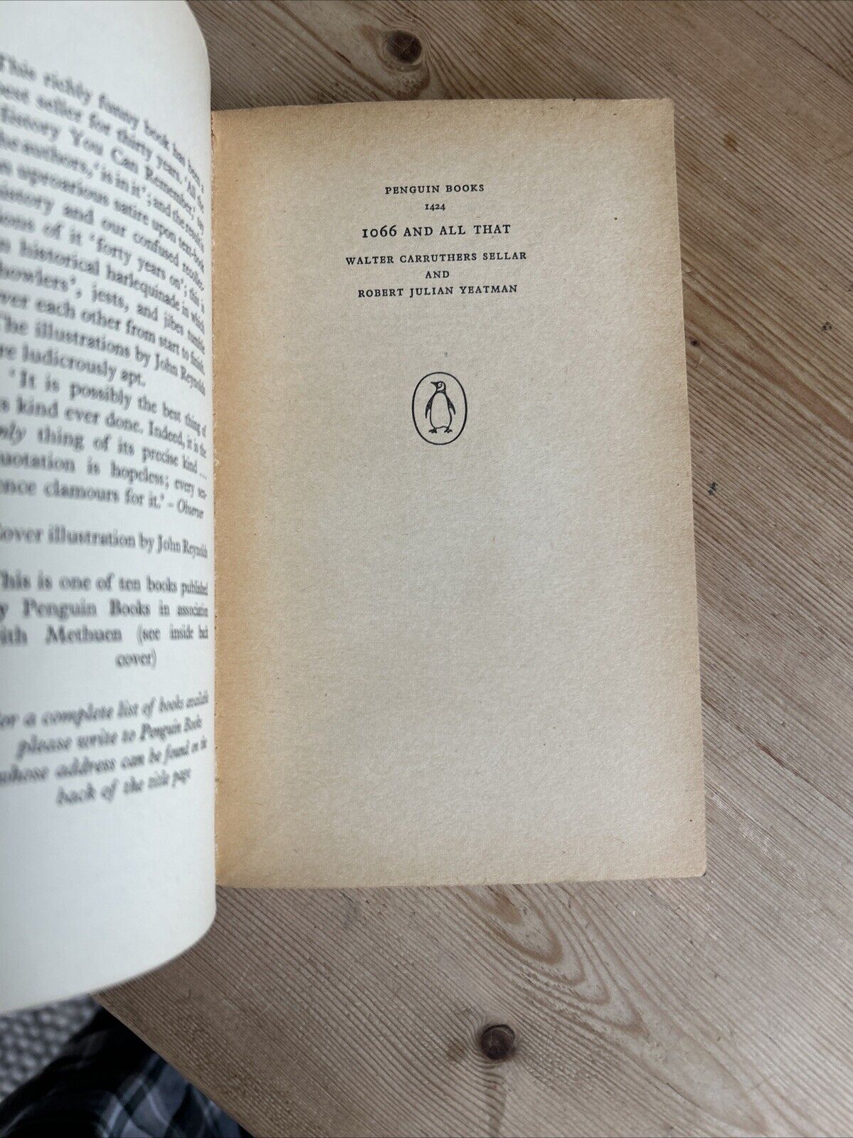 1066 AND ALL THAT WC Sellar And RJ Yeatman Penguin Book 1960 No 1424 First