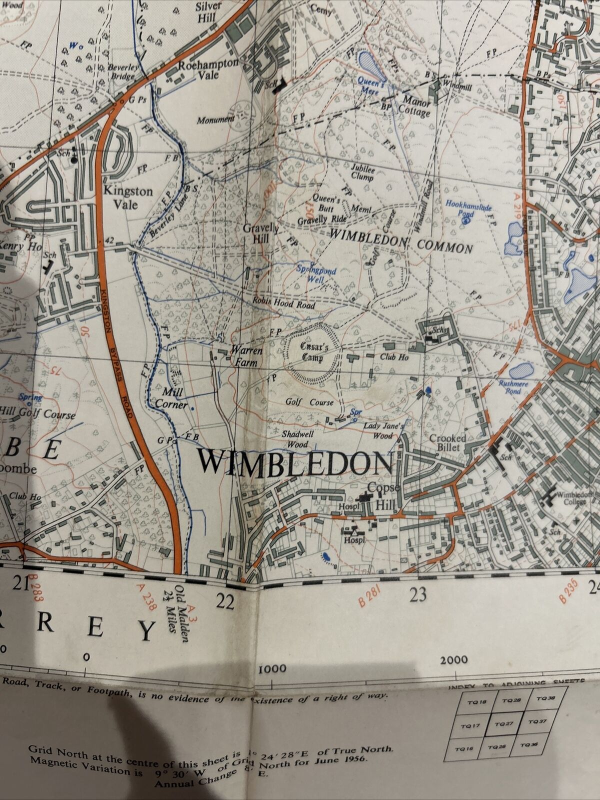 WANDSWORTH London Ordnance Survey Sheet TQ27 1:25000 1956 Chelsea Kensington