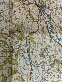 BISHOP’S CASTLE Ordnance Survey Cloth One Inch Map 1920 No 70 Contoured Ludlow