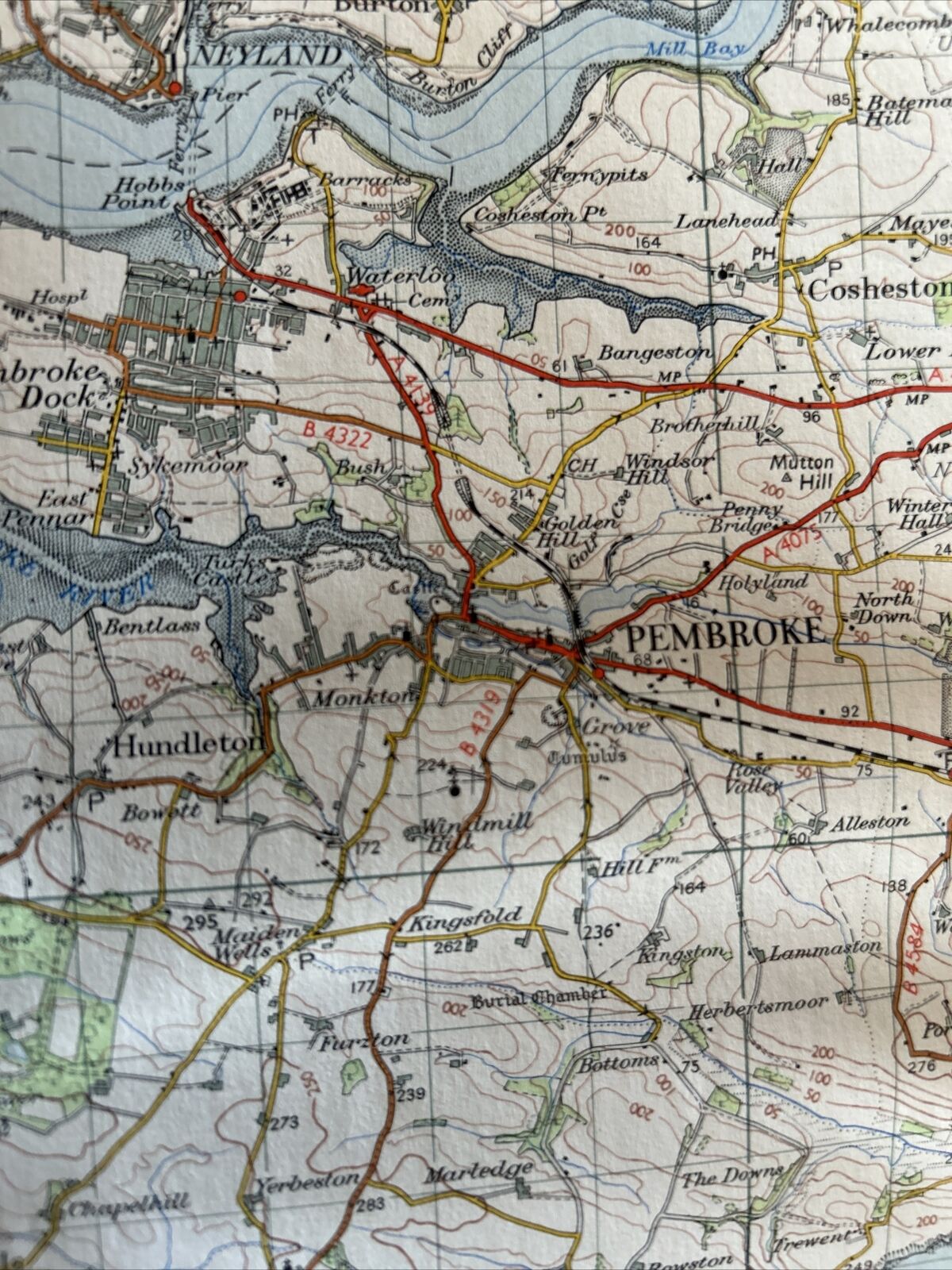 PEMBROKE Ordnance Survey CLOTH  Map Seventh Series 1 Inch 1952 Sheet 151