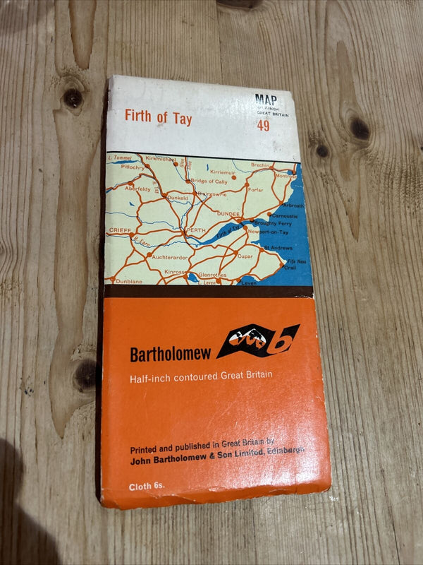 FIRTH OF TAY Bartholomew Cloth Half Inch Map No 49 1967 St Andrews Crief Forfar