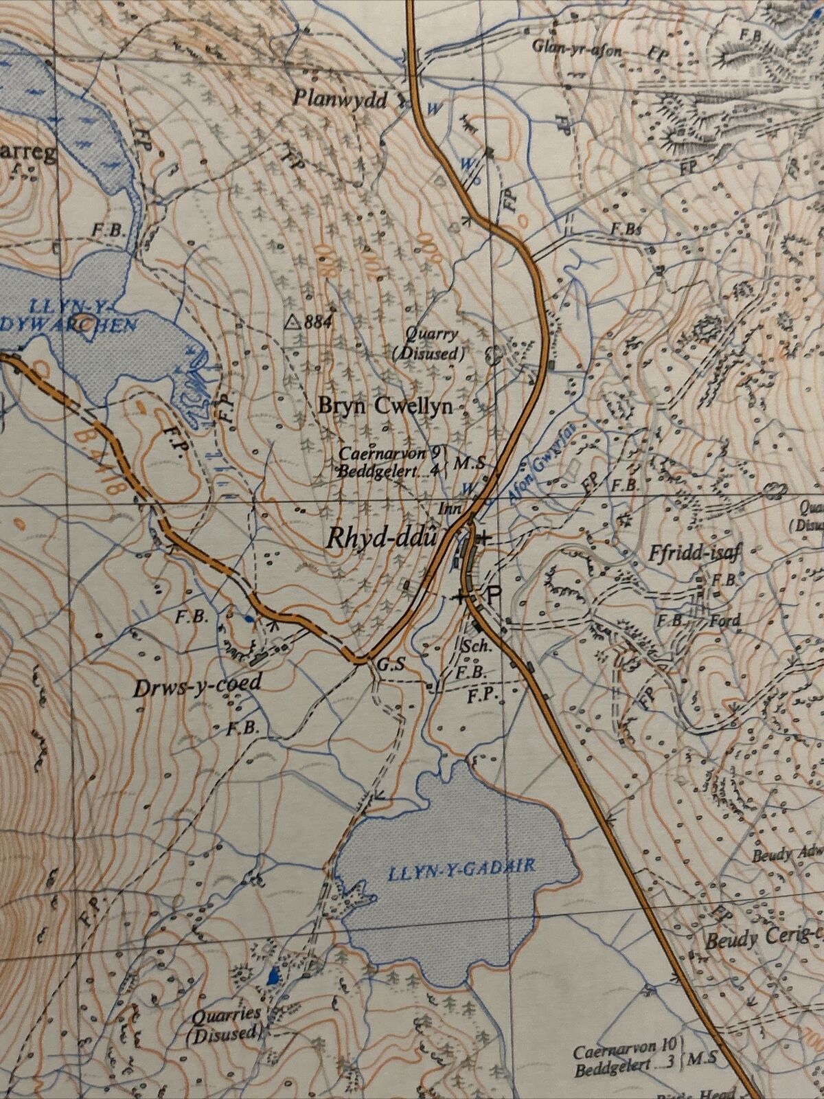 LLYN CWELLYN Ordnance Survey Sheet SH55 Map 1:25000 First Series 1953 Rhyd Ddu