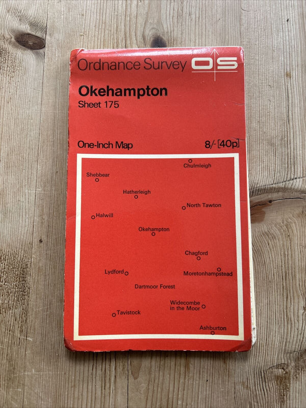 OKEHAMPTON Ordnance Survey One Inch Sheet 175 1960 Dartmoor Sticklepath