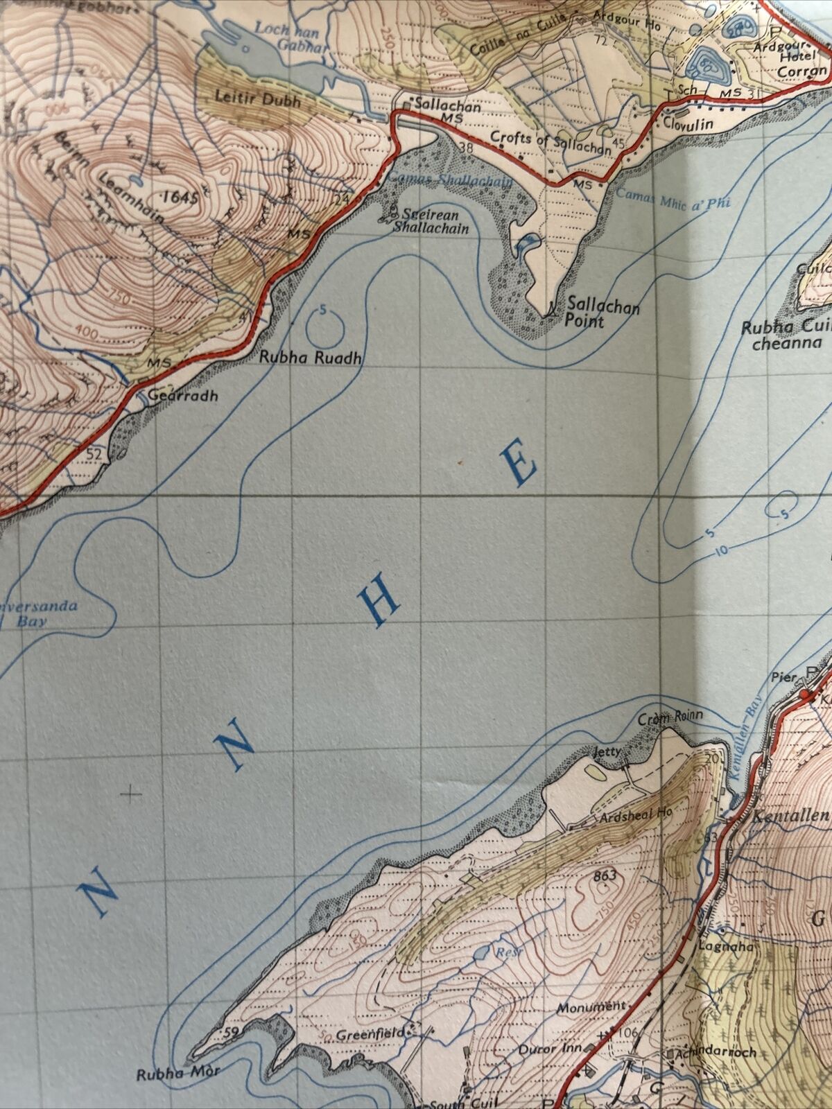 LOCH LINNHE Ordnance Survey Seventh Series Paper One inch 1956 Sheet 46 Onich