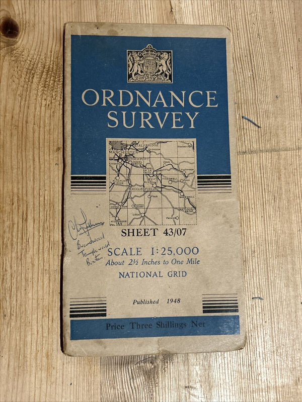 BUXTON LONG HILL DOVE HOLES - Ordnance Survey CLOTH Sheet 43/07 1:25000 1948