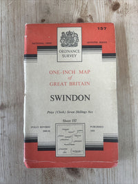 SWINDON Ordnance Survey Seventh Series CLOTH One inch 1958  Sheet 157 Fairford