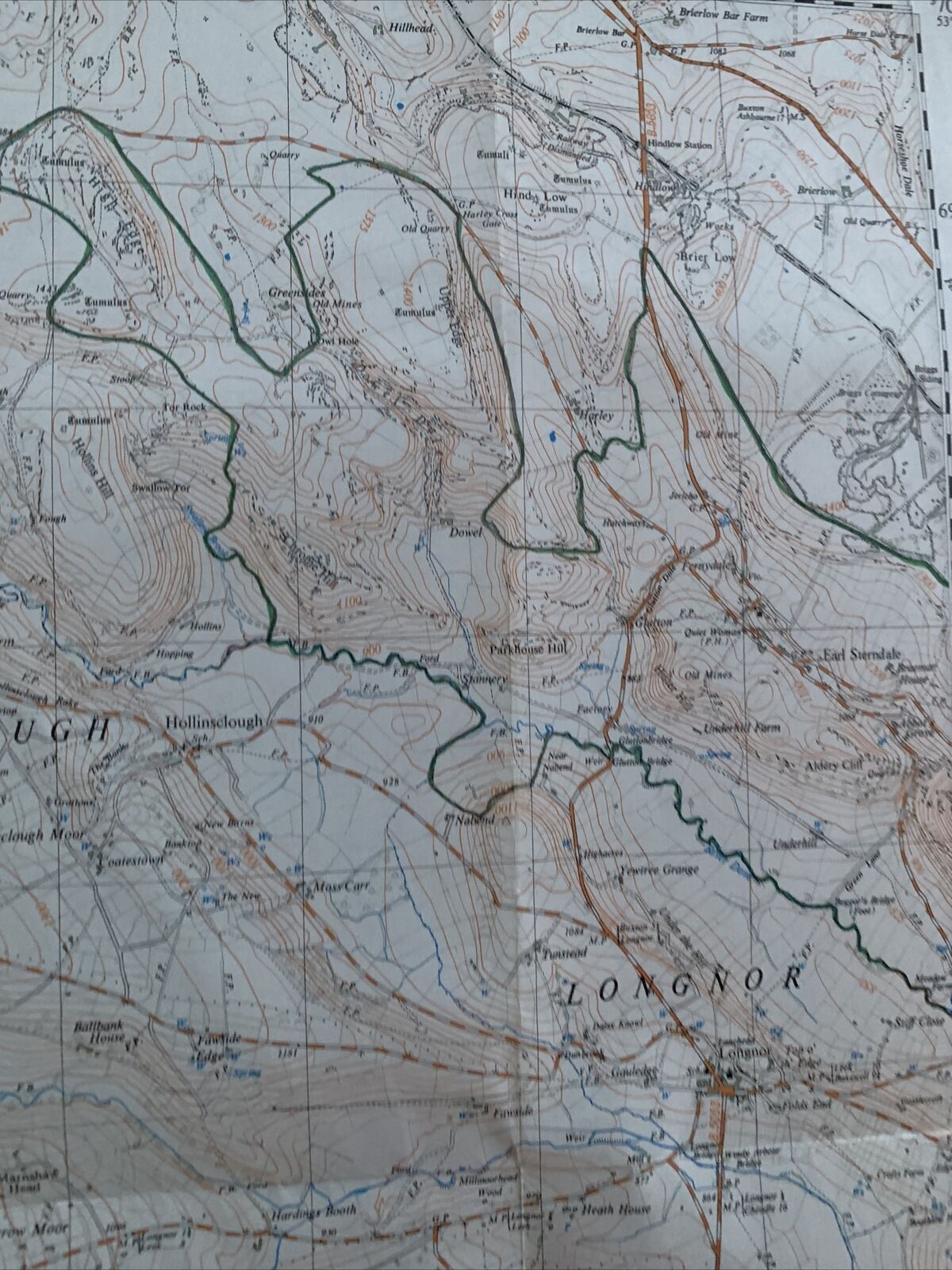 LONGNOR Ordnance Survey 1:25000 First Series 1950 SK06 Upper Hulme