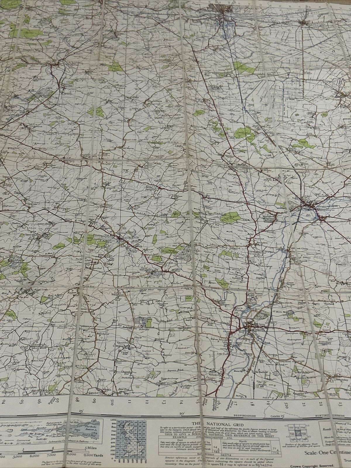 HUNTINGDON & PETERBOROUGH Ordnance Survey Cloth Sixth Series 1 in 1946 Sheet 134