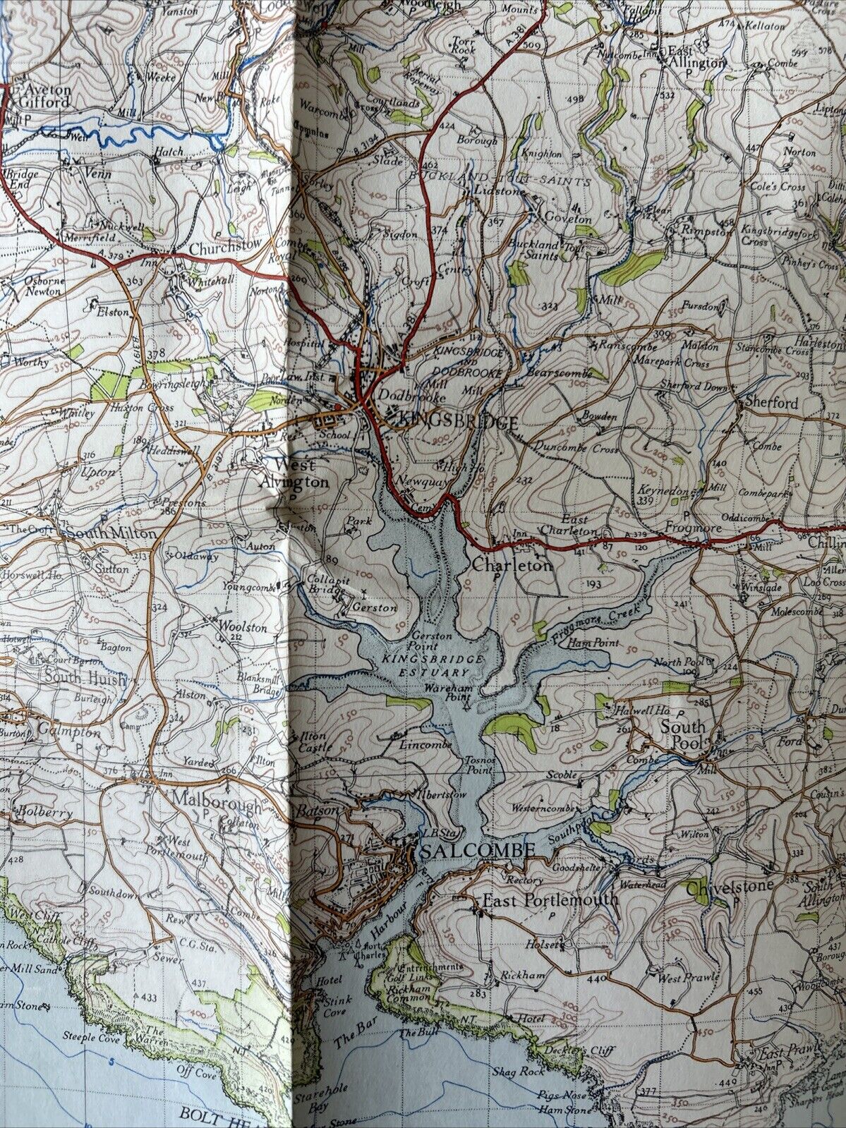 TORQUAY Ordnance Survey Sixth Series Paper One inch 1946 Sheet 188 Salcombe