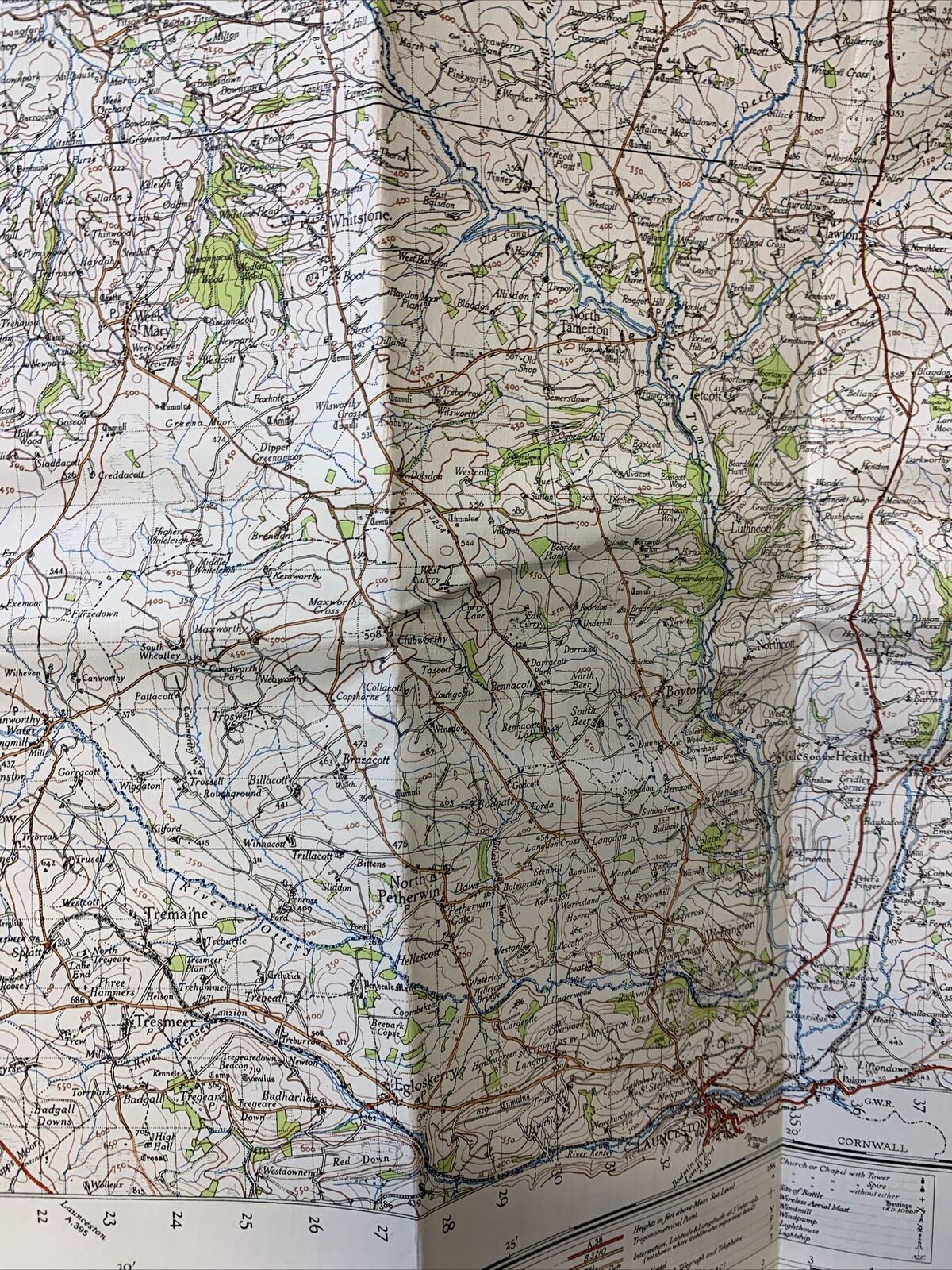 BUDE Cornwall Ordnance Survey Cloth Map 1946 Sixth Series No 174