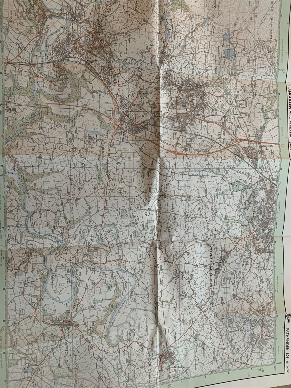 LLANGOLLEN & WREXHAM (South) Pathfinder Ordnance Survey 1:25000 1991 No 806