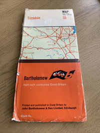 Bartholomews Cloth Map Half Inch 1965 No 36 TEESDALE Ripon Darlington Sedburgh