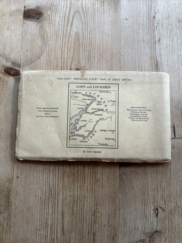 LORN & LOCHABER Ordnance Survey One Inch Paper Tourist Map 1959 Oban & Lochaber