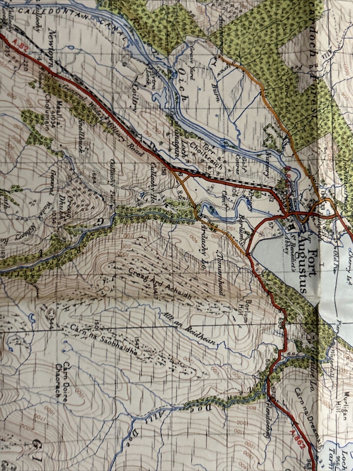 FORT AUGUSTUS Ordnance Survey One Inch Sheet 42 Popular Ed 1947 Caledonian Canal