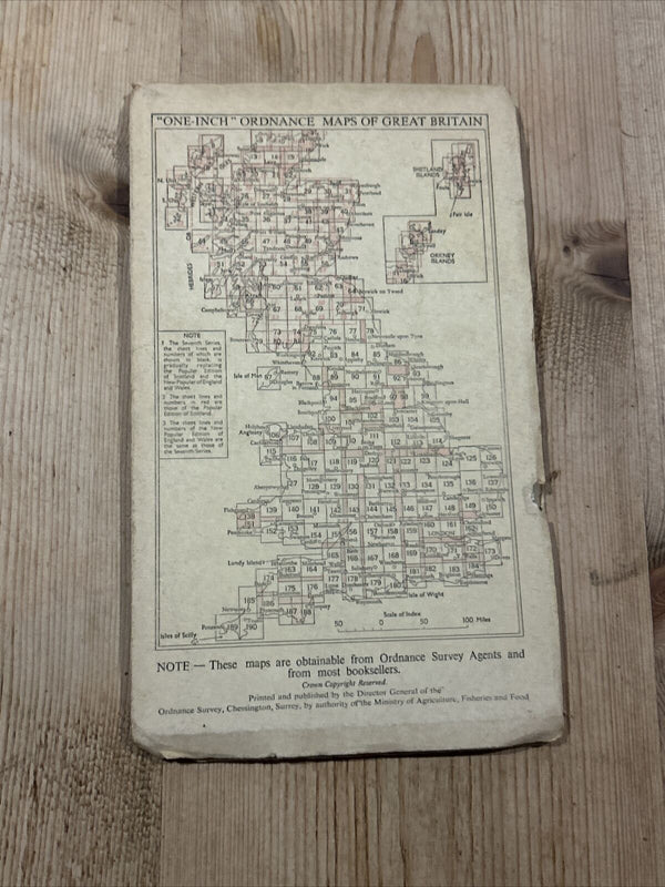 HASTINGS Ordnance Survey Cloth One Inch Map 1940 Sixth Edition Sheet 184 Rye