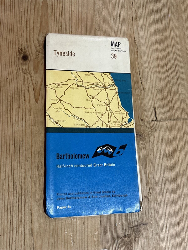 TYNESIDE Bartholomew Half Inch Map No 39 1965 Hartlepool Alston Durham