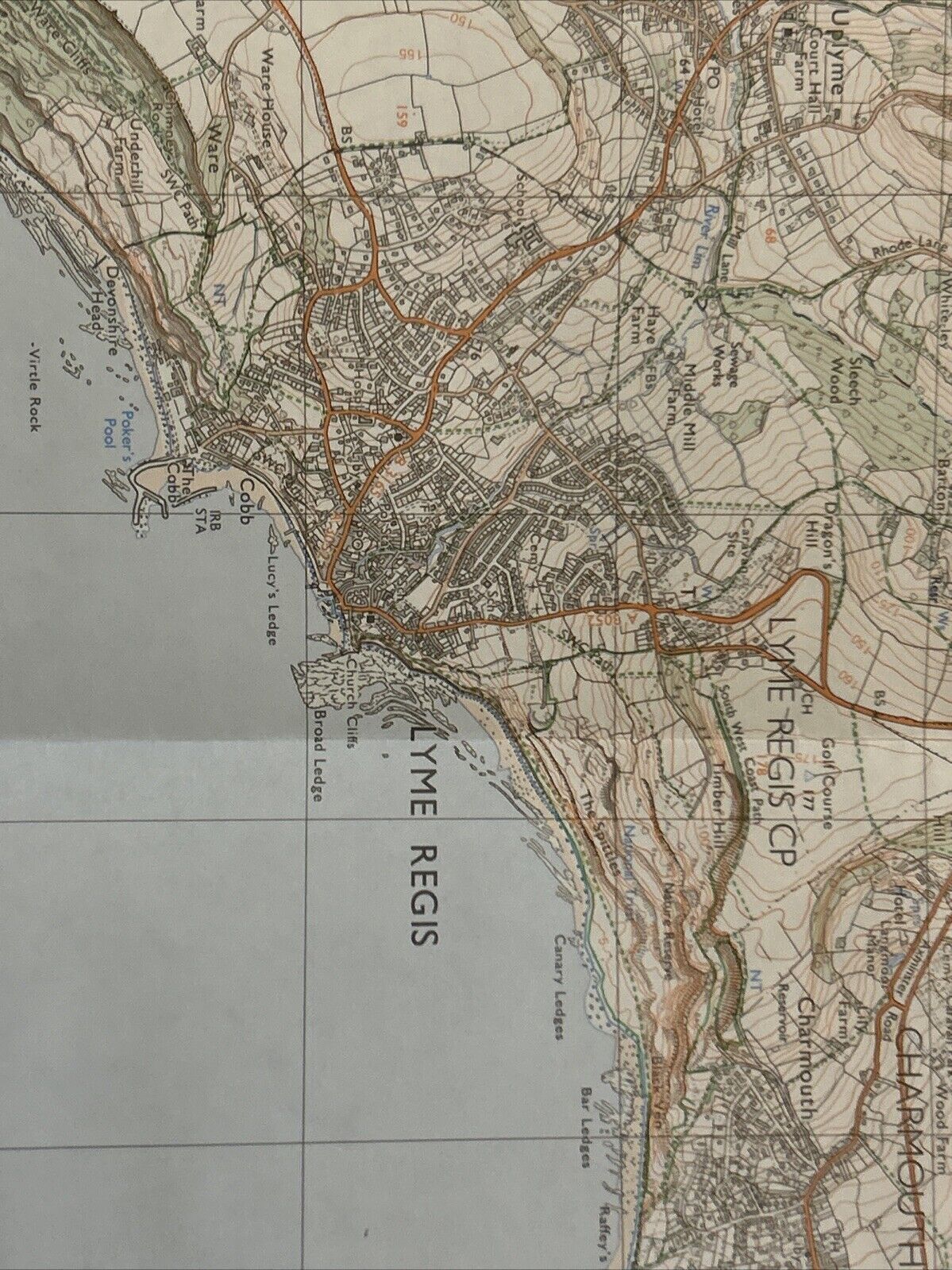 LYME REGIS & AXMINSTER Pathfinder 1316 Ordnance Survey Sheet 1:25000 1993 Seaton