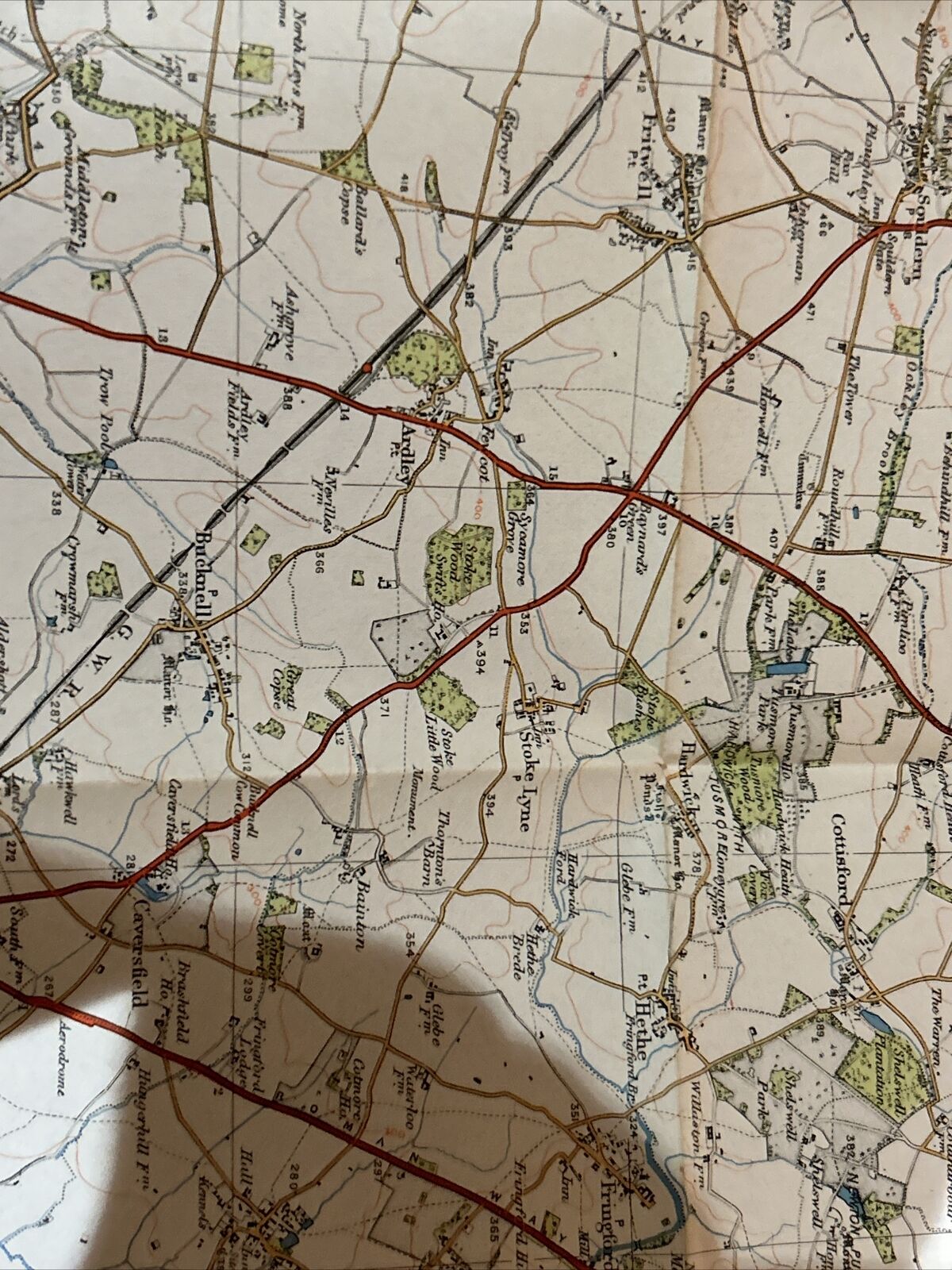 BICESTER Ordnance Survey Paper 1 Inch Map 1919 No 94 Contoured Buckingham