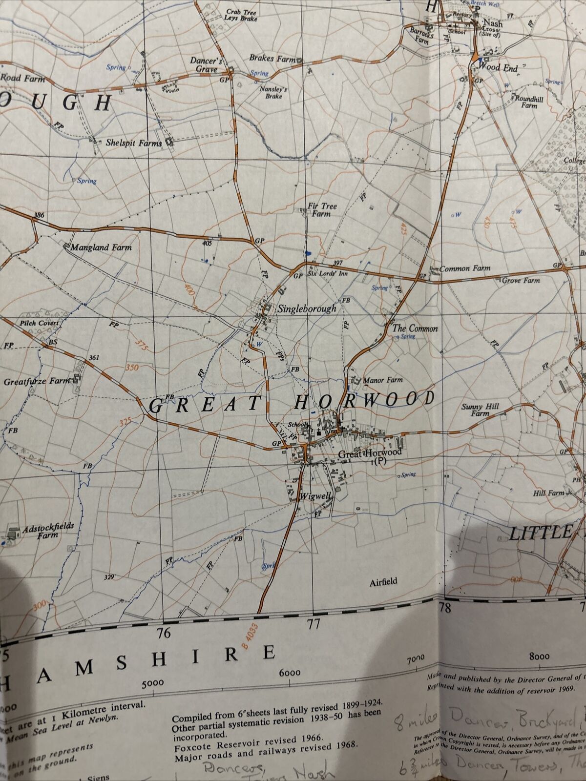 BUCKINGHAM East Ordnance Survey 1:25,000 First Series Sheet SP73 1956 Adstock