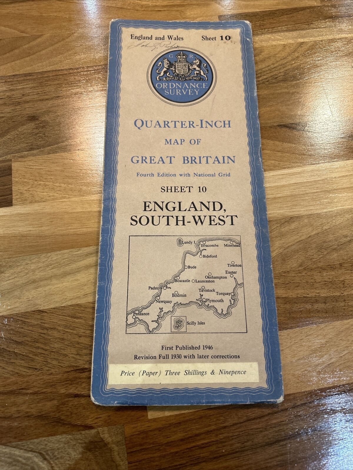 ENGLAND SOUTH WEST 1946 Ordnance Survey Paper Sheet 10 Quarter Inch Map Bodmin