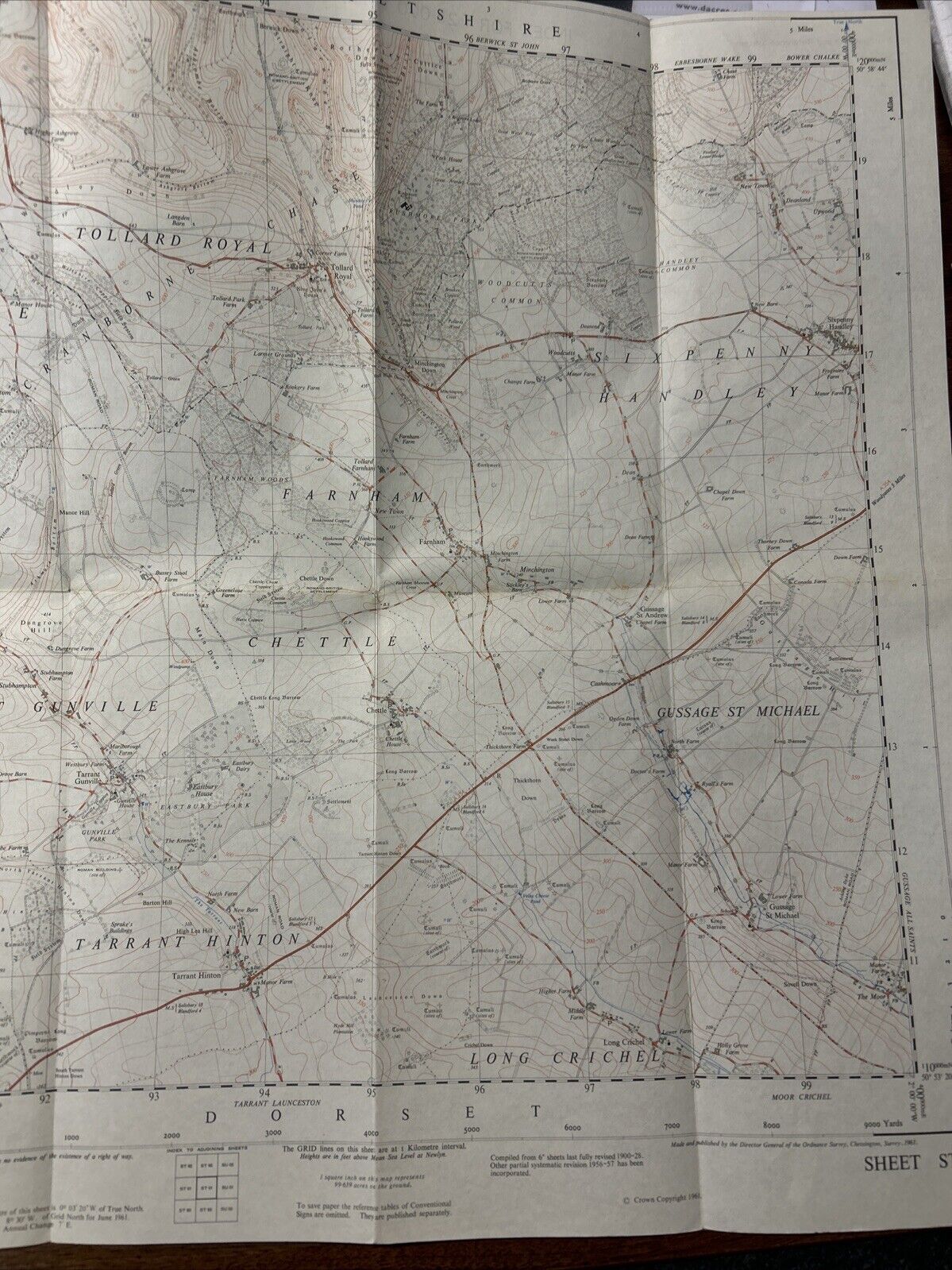 TOLLARD ROYAL Ordnance Survey First Series Sheet ST91 1:25,000 1961 Chettle