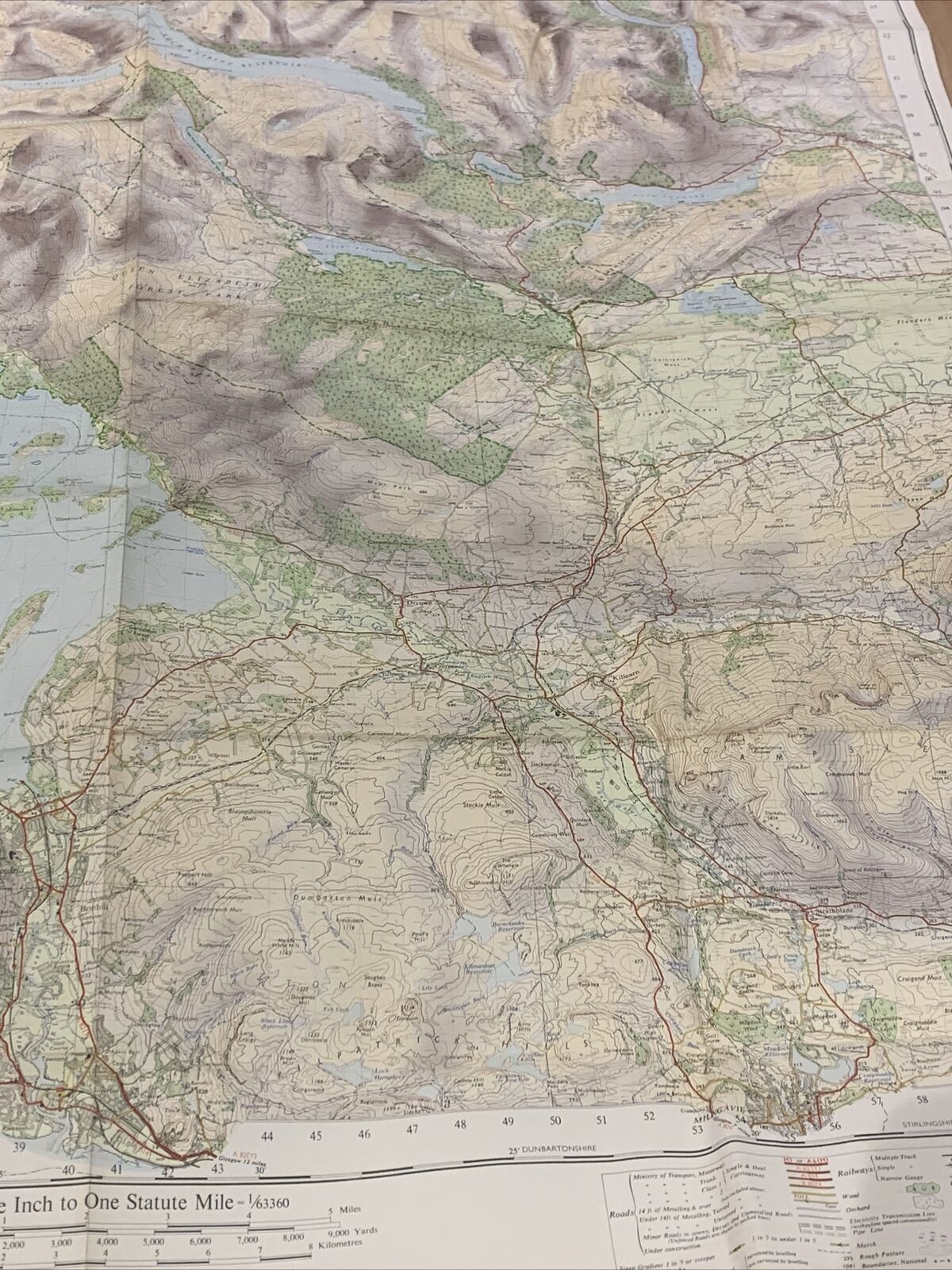 LOCH LOMOND & THE TROSSACHS Ordnance Survey 1 Inch Tourist Map 1960 Callander