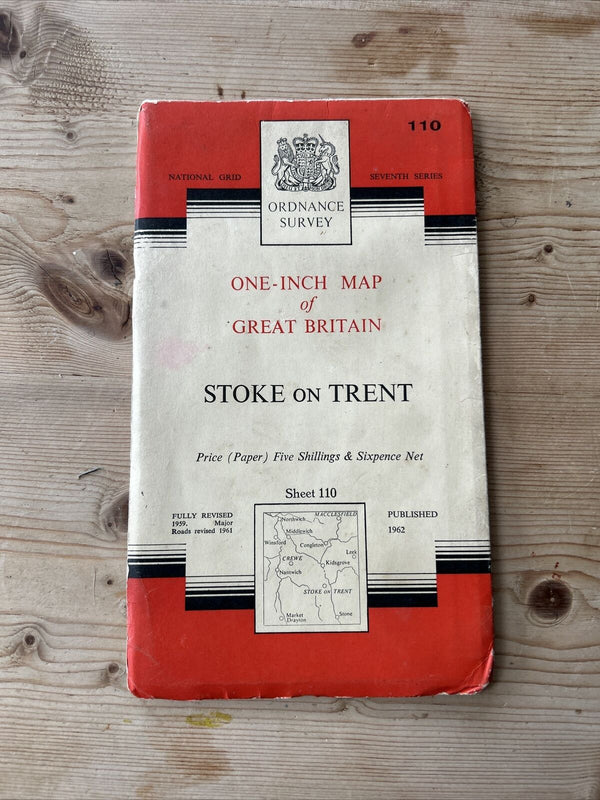 STOKE ON TRENT Ordnance Survey Seventh Series Paper One inch 1962 Sheet 110