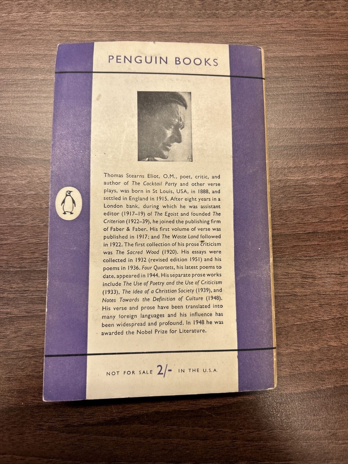 SELECTED PROSE - T S ELIOT Penguin Books No 873 1953