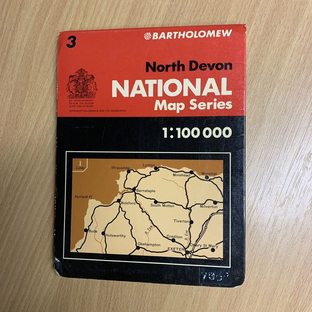 NORTH DEVON Exeter Barnstable - Bartholomew National Map Series No 3 - 1975