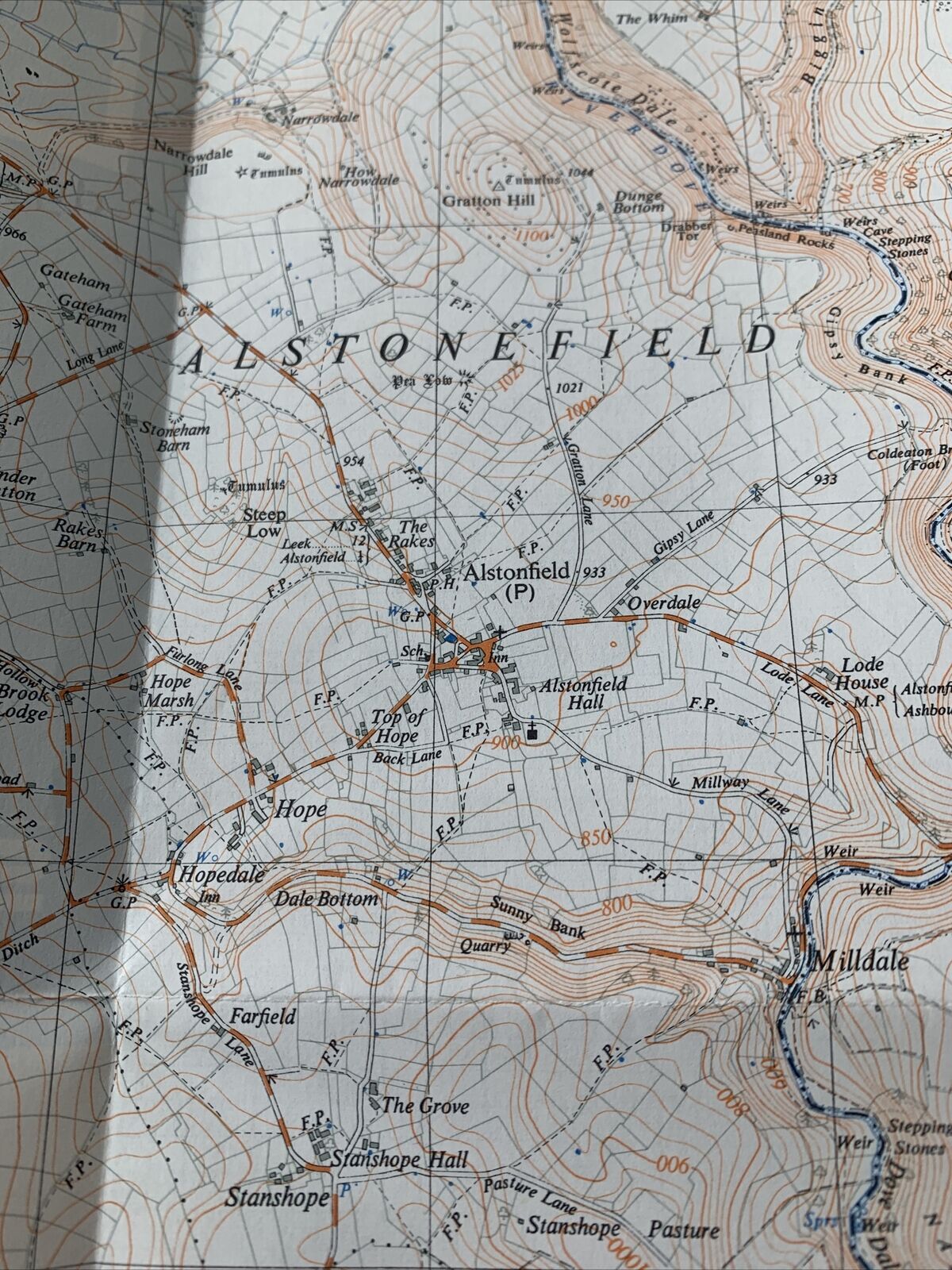 ALSTONFIELD Ordnance Survey Sheet SK15 Map 1:25,000 First Series 1961 Revisions