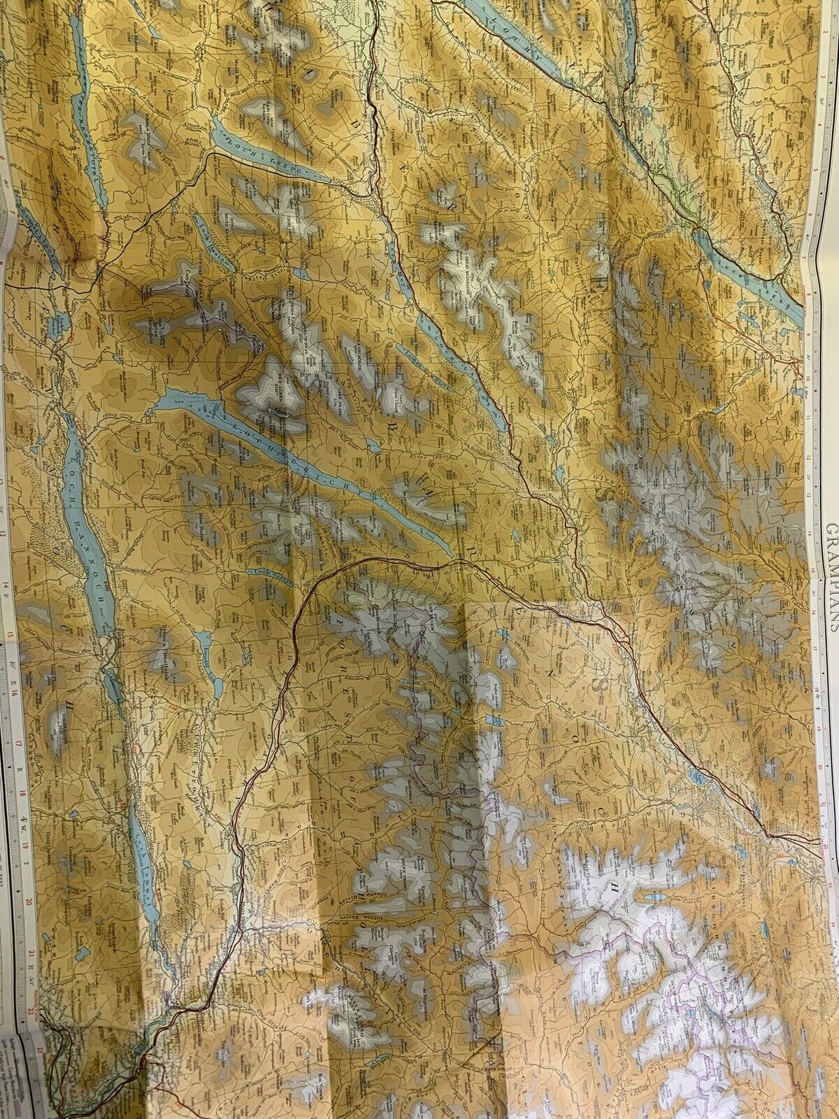 Grampians - Scotland Loch Ness Great Glen - No 51 Bartholomews Cloth Map 1965