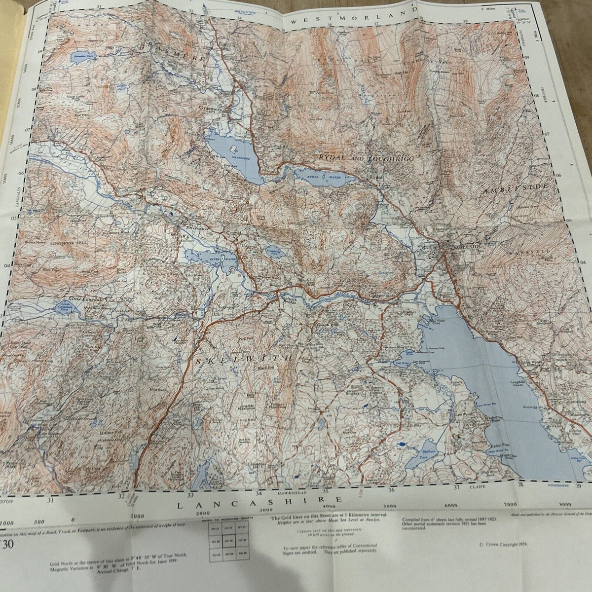 AMBLESIDE Ordnance Survey Sheet NY30 1:25000 1959 Grasmere Rydal